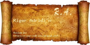 Riger Adrián névjegykártya